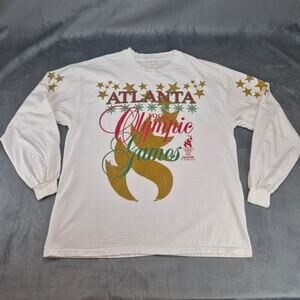 Atlanta Olympic Games 1996 Vintage Shirt Men XL White Red Gold USA Long Sleeve
